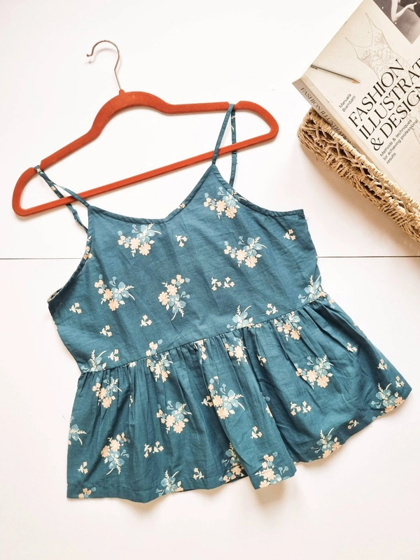 Floral top - Teal, L