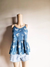 Floral top - Teal, L