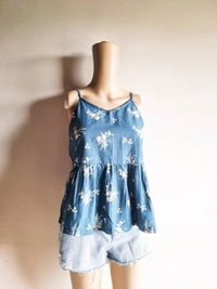 Floral top - Teal, L