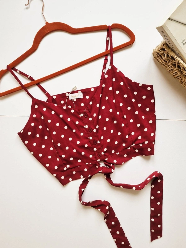 Polka dot top - Maroon, M