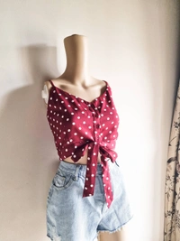 Polka dot top - Maroon, M
