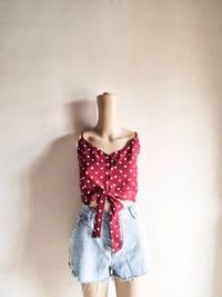 Polka dot top - Maroon, M