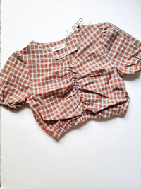 Checked top - Brick Red, XS