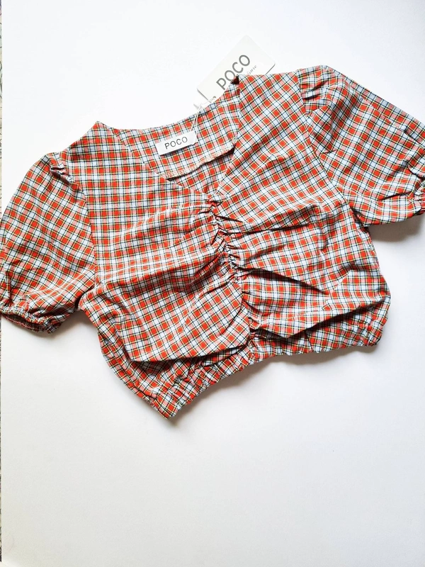 Checked top - Brick Red, XS