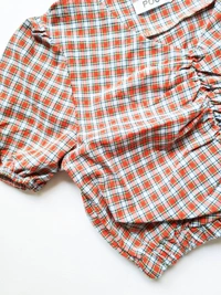 Checked top - Brick Red, XS