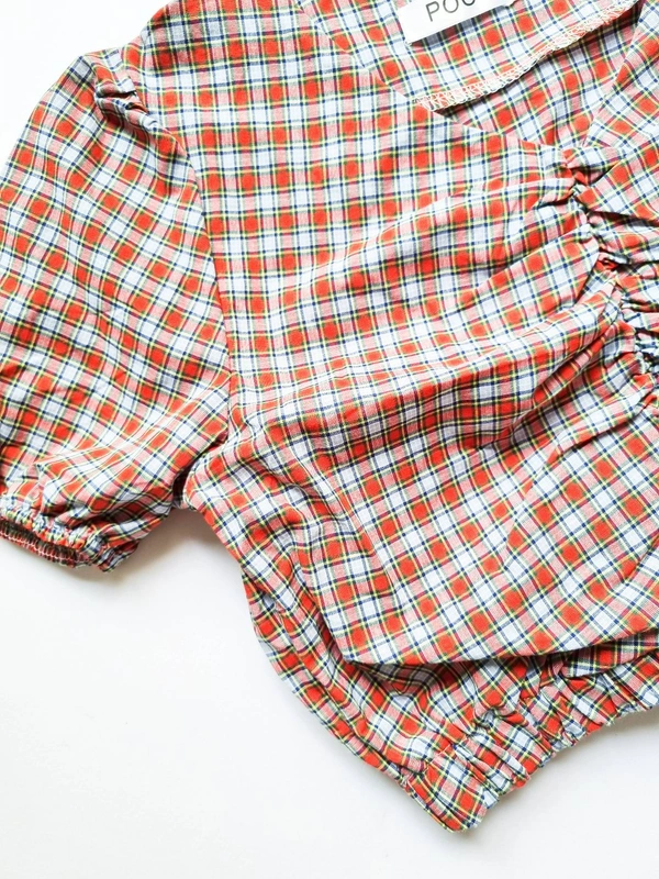 Checked top - Brick Red, XS