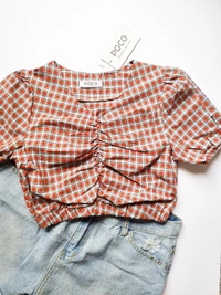 Checked top - Brick Red, XS