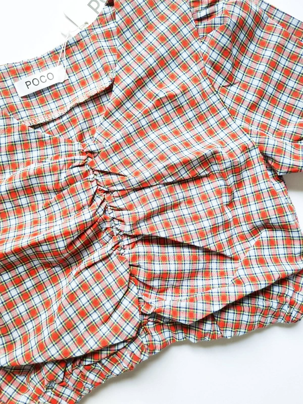 Checked top - Brick Red, XS