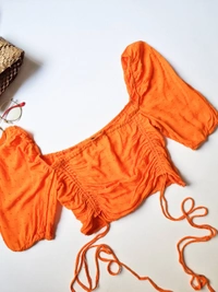 Shein Ruffled Top - Web Orange, XS - S