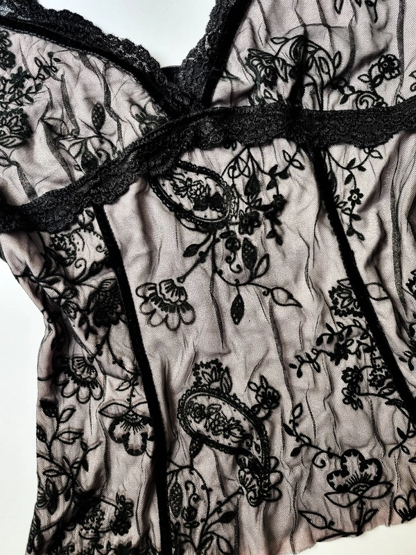 F & E Lace Top  - Black, XS