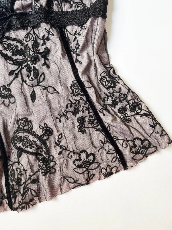 F & E Lace Top  - Black, XS