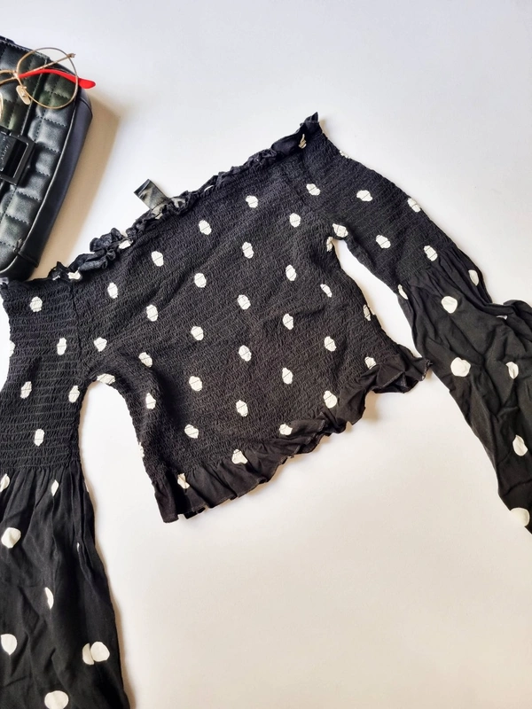 H&M Smocked Top - Black, XS