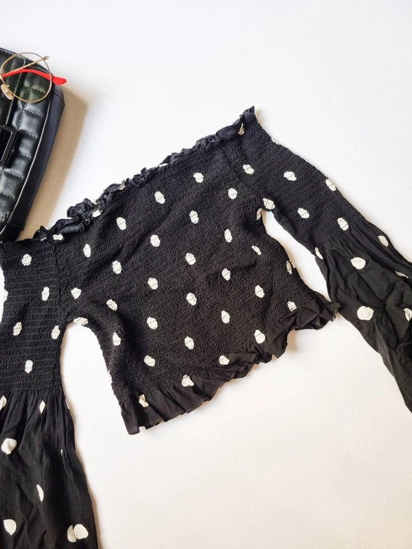 H&M Smocked Top - Black, XS
