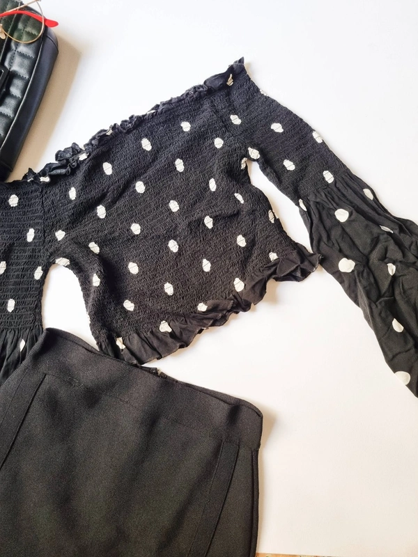 H&M Smocked Top - Black, XS