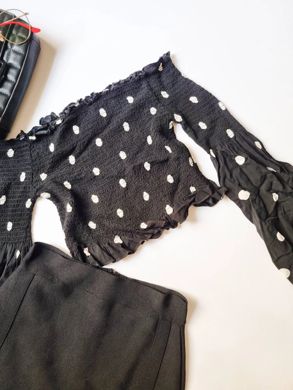 H&M Smocked Top - Black, XS