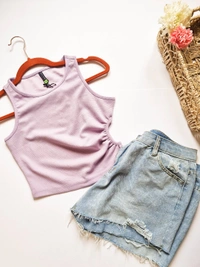 Tokyo Talkies Cut out top - Blue Chalk, XS