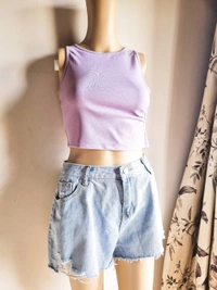 Tokyo Talkies Cut out top - Blue Chalk, XS