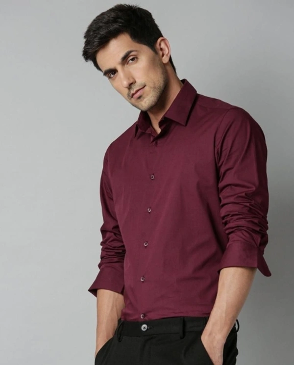 Jai Textiles Men Solid Formal Maroon Shirt - L