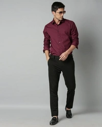 Jai Textiles Men Solid Formal Maroon Shirt - XXL