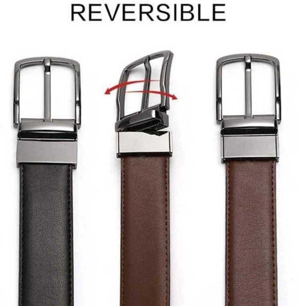 KAEZRI Men Evening, Party, Formal, Casual Black Artificial Leather Reversible Belt - 38