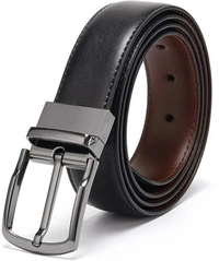 KAEZRI Men Evening, Party, Formal, Casual Black Artificial Leather Reversible Belt - 38