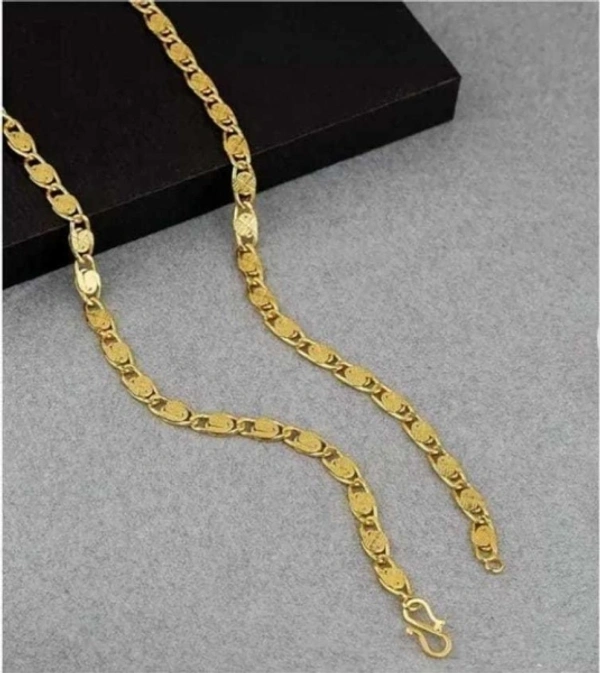 R JEWELS The Lock Link Chain For Men & Women Pack of 1 Sterling Silver Plated Aluminum Chain Set