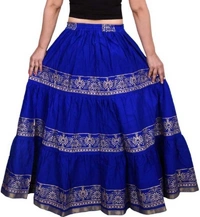 Krishika Printed Women Gathered Blue Skirt - Free