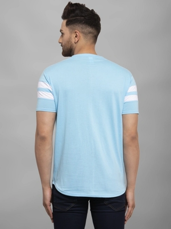 CONWAY Striped Men Round Neck Reversible Pink T-Shirt - Light Blue , S