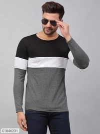 Rigo Cotton Color Block/Solid Half/Full Sleeves Round neck T-Shirt(SC1846232)  - S