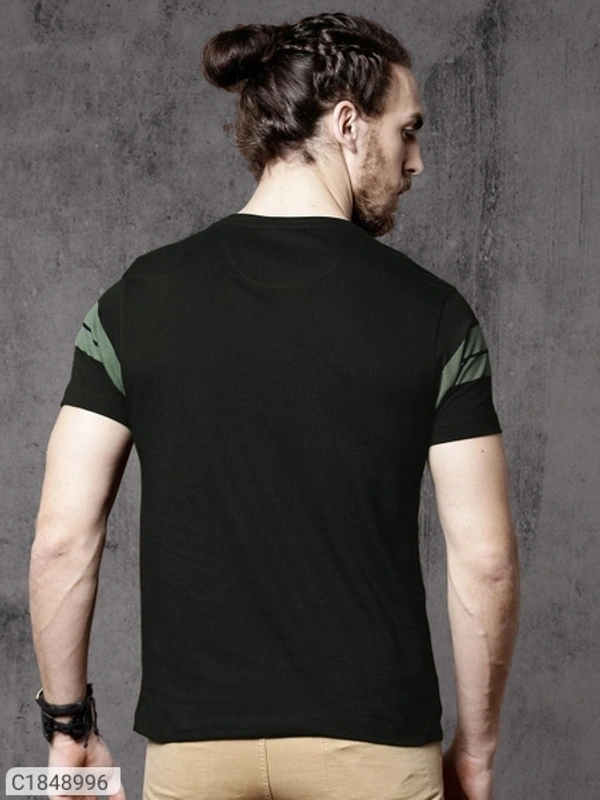  Black Hat Cotton Blend Color Block/Stripes Half Sleeves Mens Round neck T-Shirt(SC1848996)  - L