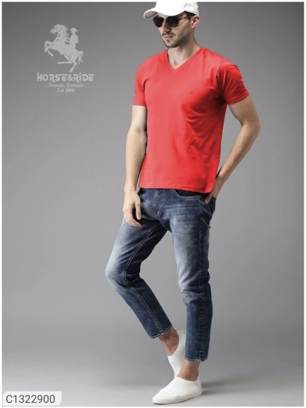  Horse & Ride Cotton Solid Half Sleeves T-Shirt(SC1322900)  - M