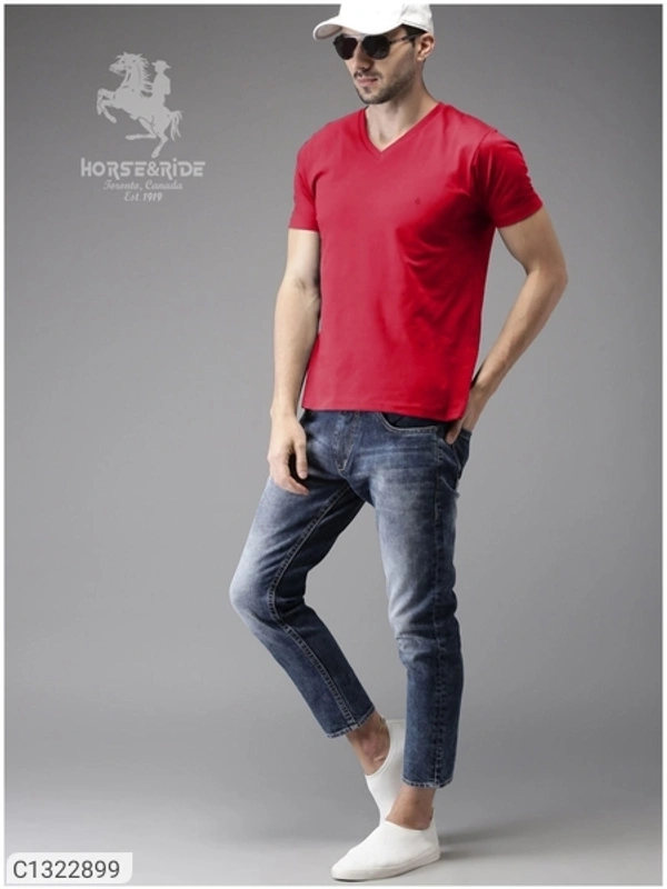  Horse & Ride Cotton Solid Half Sleeves T-Shirt(SC1322899)  - L