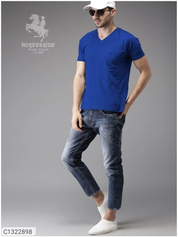  Horse & Ride Cotton Solid Half Sleeves T-Shirt(SC1322898)  - M