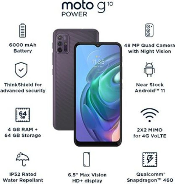 MOTOROLA G10 Power (Aurora Grey, 64 GB)
