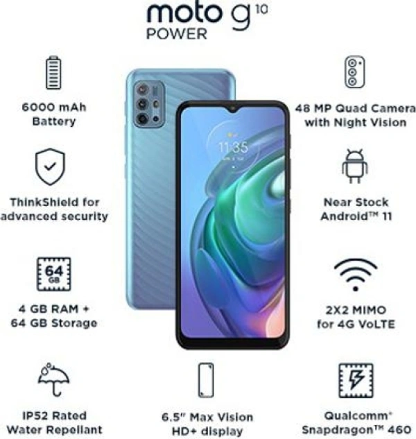 MOTOROLA G10 Power (Breeze Blue , 64 GB)