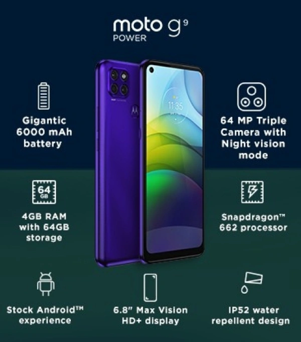 MOTOROLA G9 Power (Electric Violet, 64 GB) 