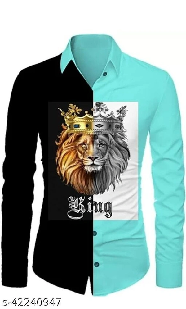 JP Creation Mens Digital Printed Shirt - Light Blue , L