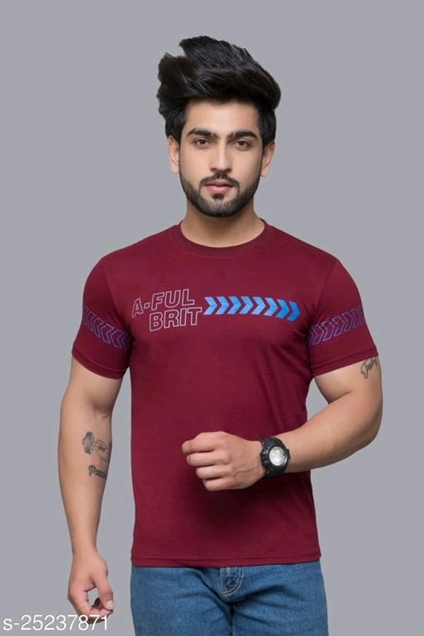 DevHim Cotton Round Neck Half Sleeve T-shirt (SS25237873)  - Maroon, M