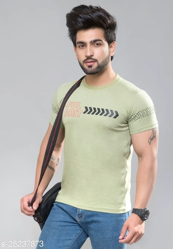 DevHim Cotton Round Neck Half Sleeve T-shirt (SS25237873)  - Light Green , L