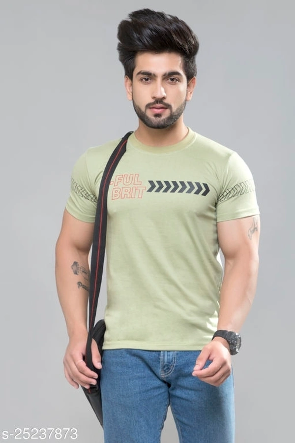 DevHim Cotton Round Neck Half Sleeve T-shirt (SS25237873)  - Light Green , XL 