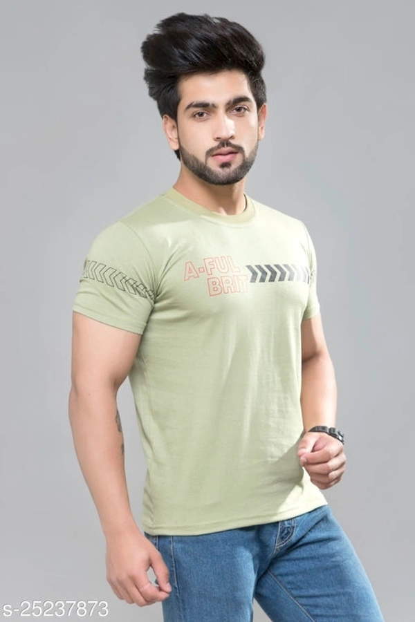 DevHim Cotton Round Neck Half Sleeve T-shirt (SS25237873)  - Light Green , XL 
