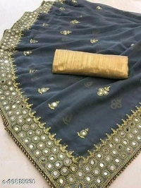 RITA MIRROR TRENDY SAREE (SS16818989)  - Navy Blue 