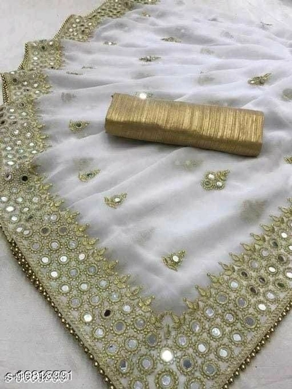 RITA MIRROR TRENDY SAREE (SS16818989)  - White