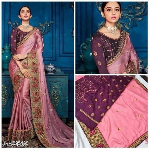 Pink Saree With Hevi Embroidered Border Work (SS14825438) 