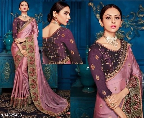 Pink Saree With Hevi Embroidered Border Work (SS14825438) 