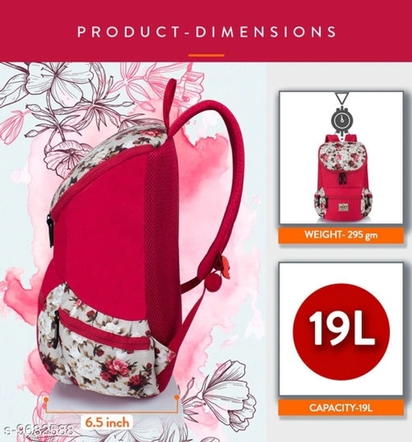 Lunar's Monica - 1 Compartment Backpack Girls School Bag Student Backpack Women Travel bag (Red)(SS9682588) 