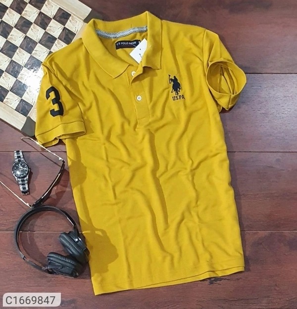  Cotton Solid Half Sleeves Polo T-Shirts(SC1669847)  - XXL 