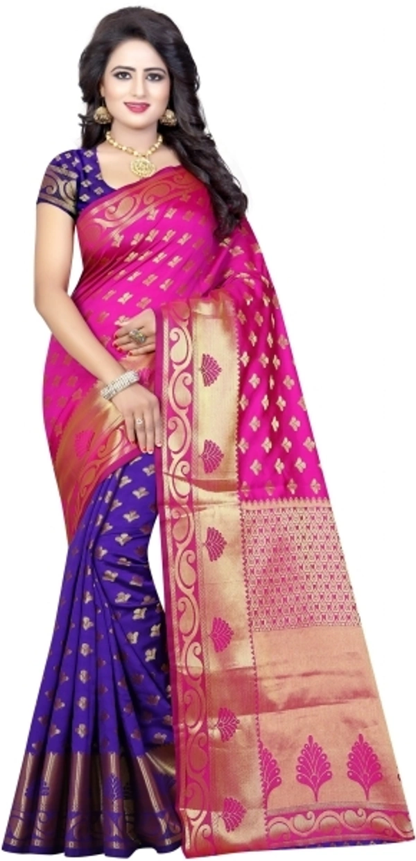 INDIAN BEAUTIFUL Self Design Banarasi Poly Silk Saree - Pink, Sidhu Collection 