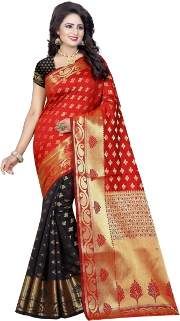 INDIAN BEAUTIFUL Self Design Banarasi Poly Silk Saree - Red, Sidhu Collection 