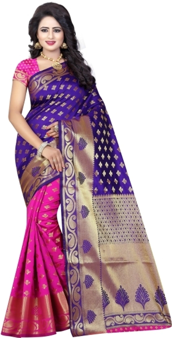 INDIAN BEAUTIFUL Self Design Banarasi Poly Silk Saree - Purple , Sidhu Collection 